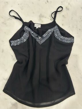 Linea Black Beaded V-Detail Camisole